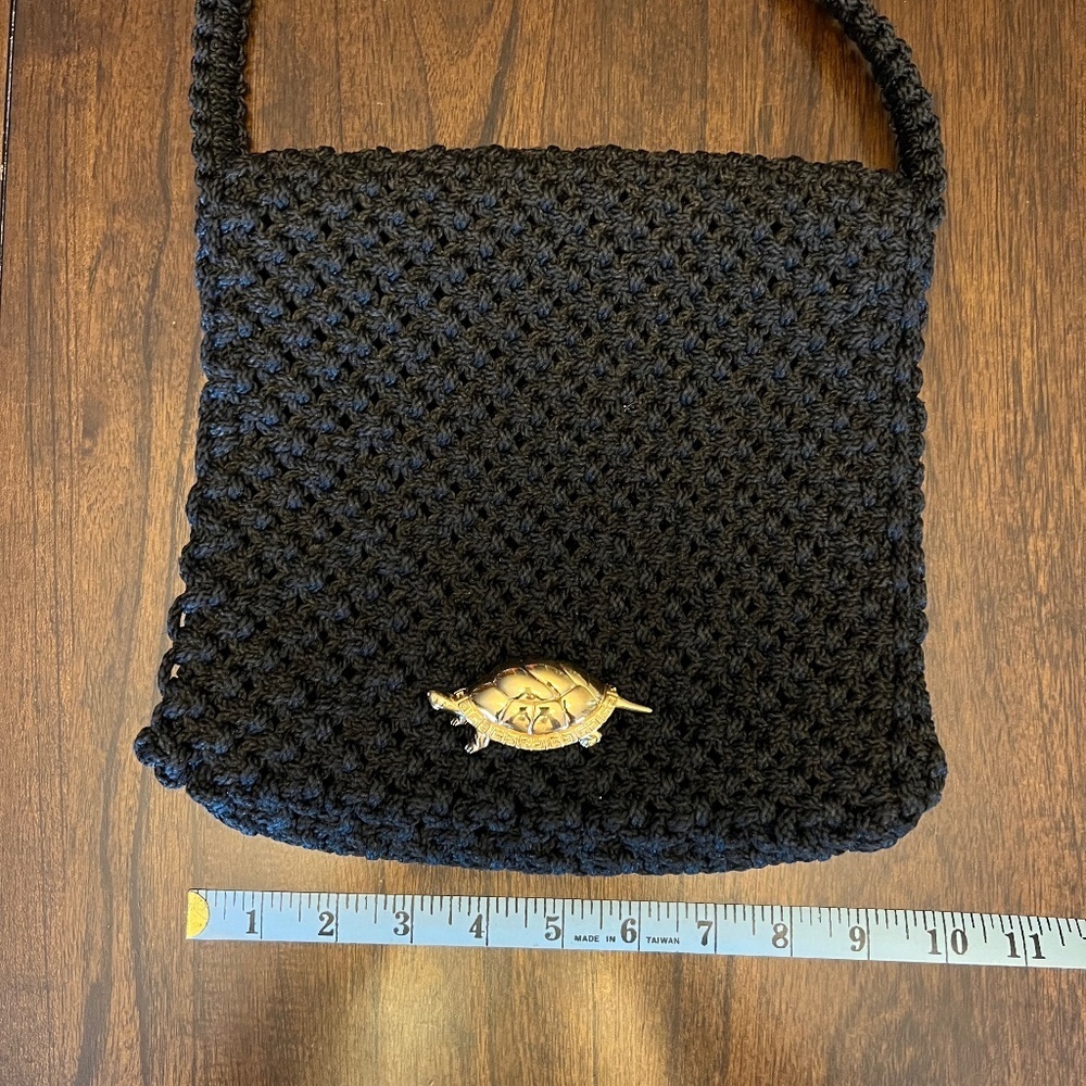 Woman's Small Black Crochet Handbag - Picture 8 of 10